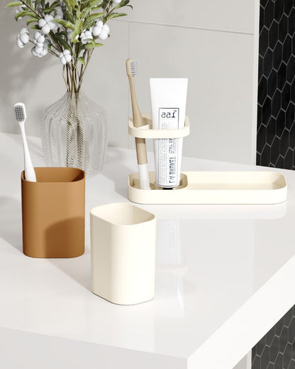 Stylish Plastic Toothbrush Holder | 4 x 3 x 9 inches