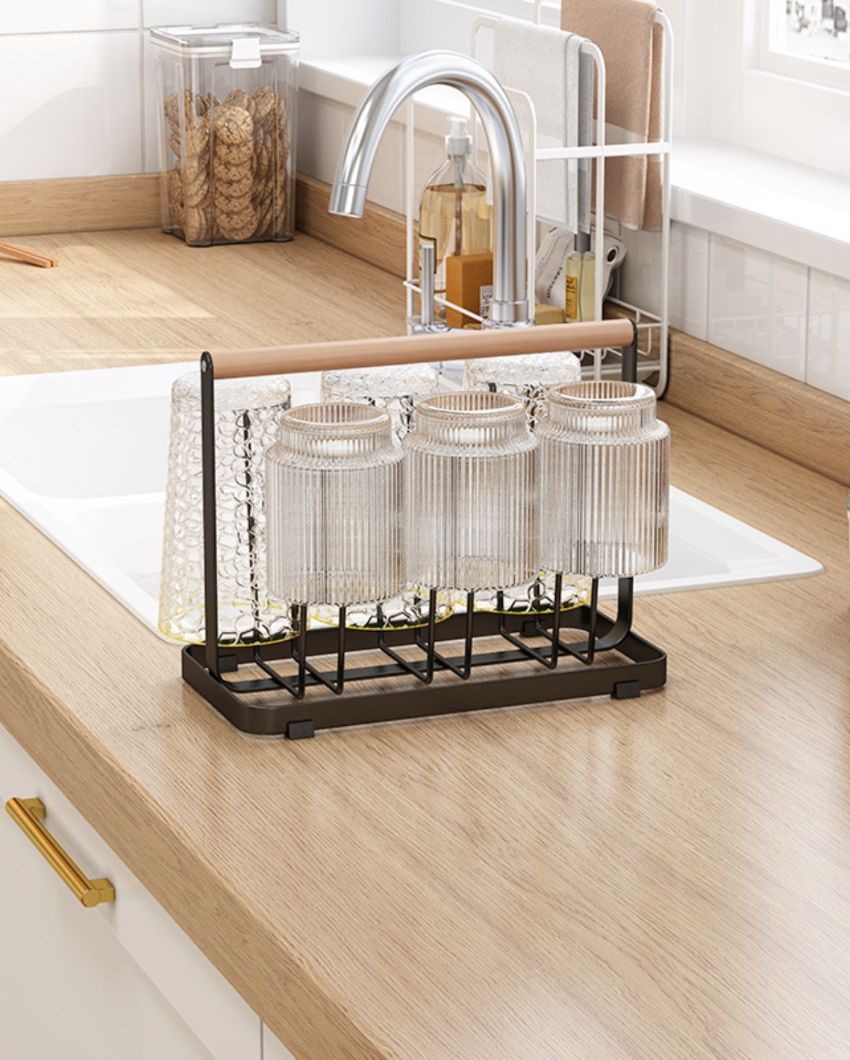 Premium Glass Holder Tray | 10 x 5 x 7 inches