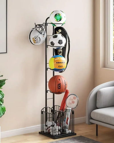 Metal Sports Ball & Equipment Stand Organizer | 12 x 10 x 60 inches