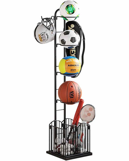 Metal Sports Ball & Equipment Stand Organizer | 12 x 10 x 60 inches