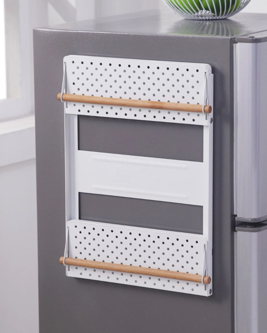 Trendy Double Shelf Magnetic Metal Storage White