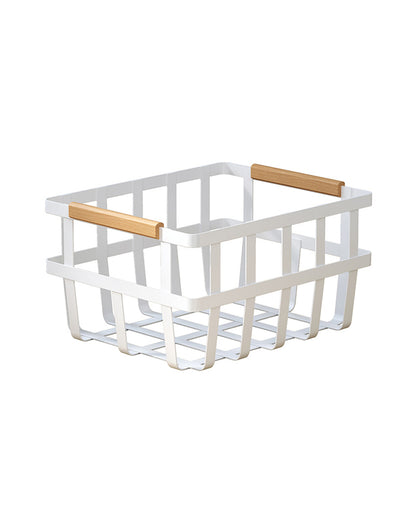 Eye Catchy White Metal Storage Basket | 12 x 10 x 6 inches