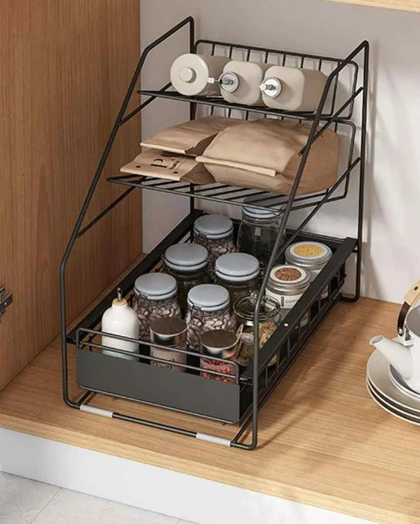 Futuristic Under Sink Metal Organizer Black