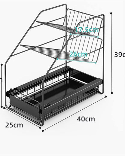 Futuristic Under Sink Metal Organizer Black