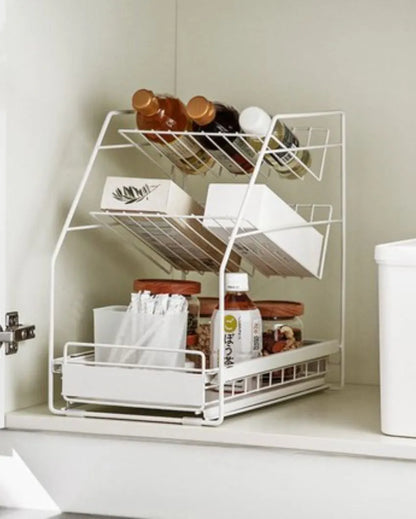 Futuristic Under Sink Metal Organizer White