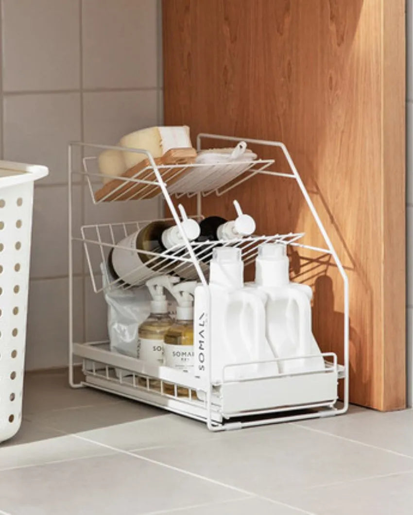 Futuristic Under Sink Metal Organizer White