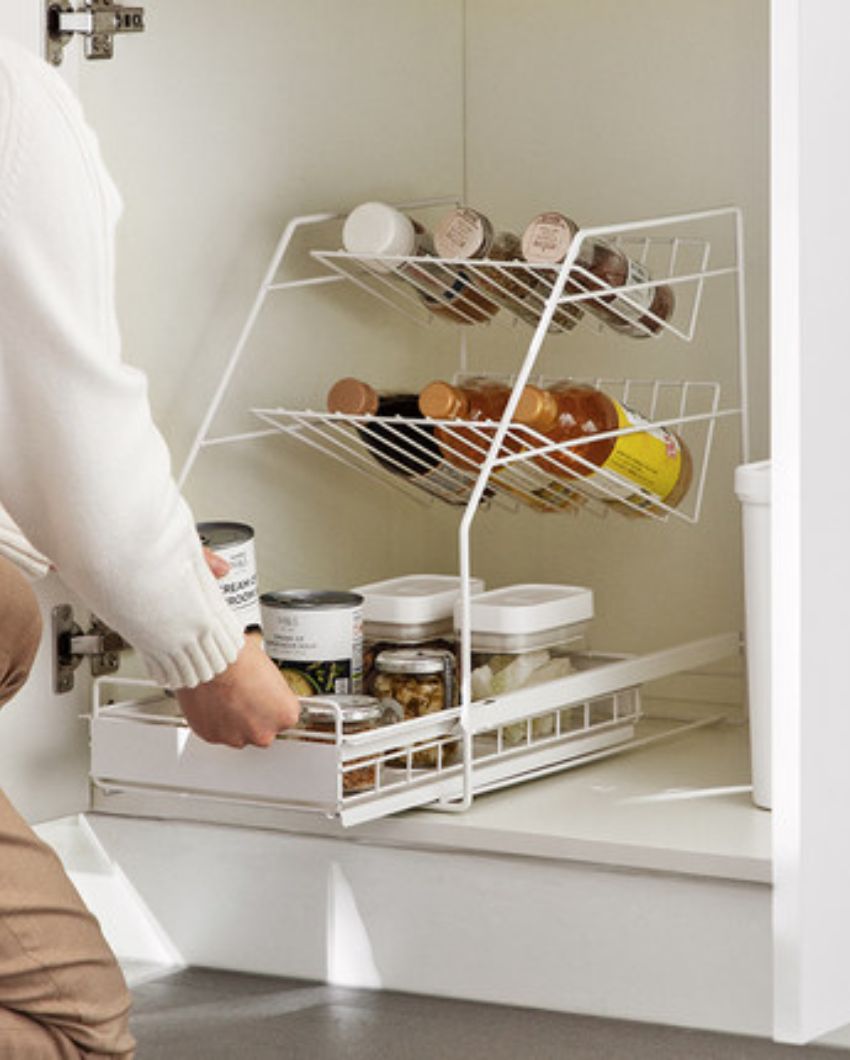 Futuristic Under Sink Metal Organizer White