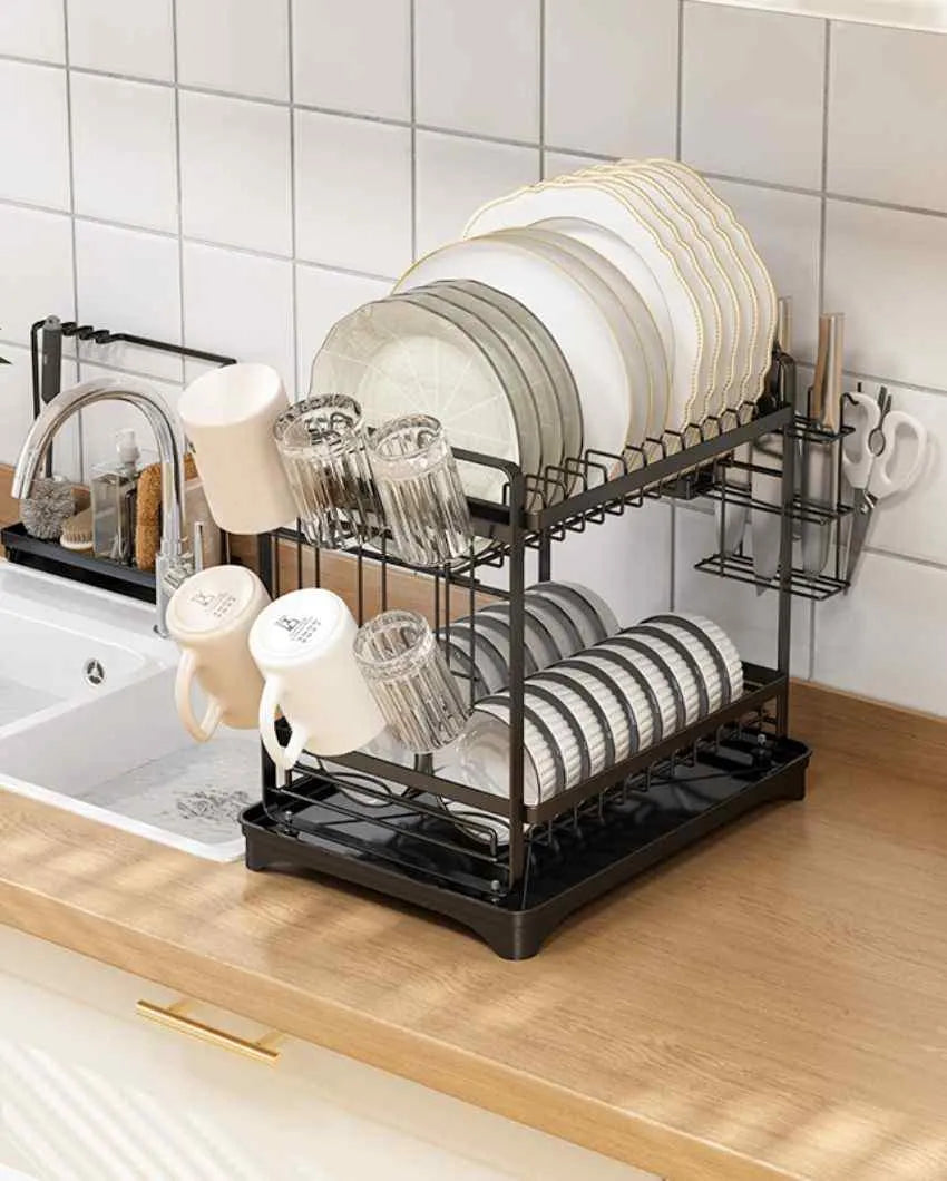 Attractive Metal Double Layer Dish Rack Black