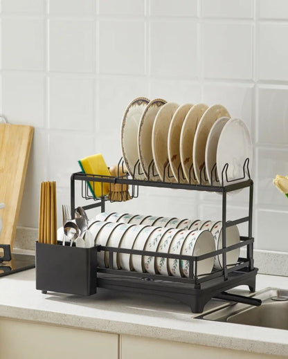 Compact 2-Tier Dish Rack Kitchen Organizer | 19 x 13 x 18 inches