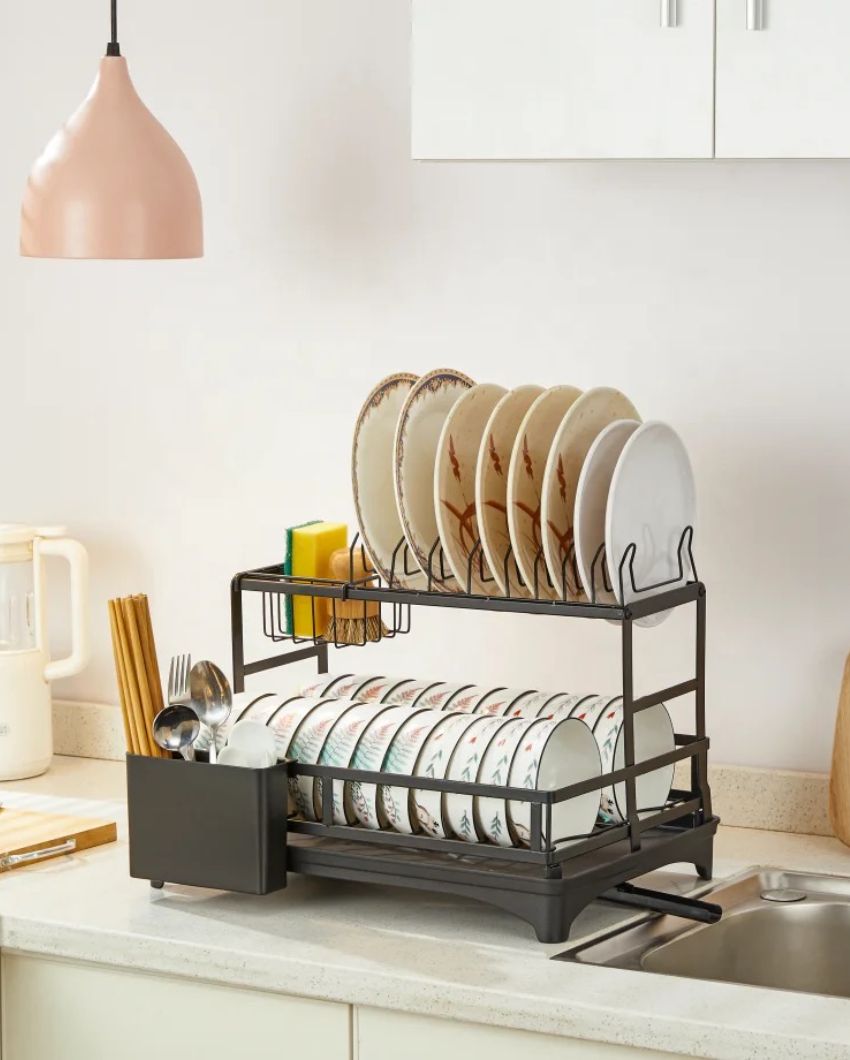 Compact 2-Tier Dish Rack Kitchen Organizer | 19 x 13 x 18 inches