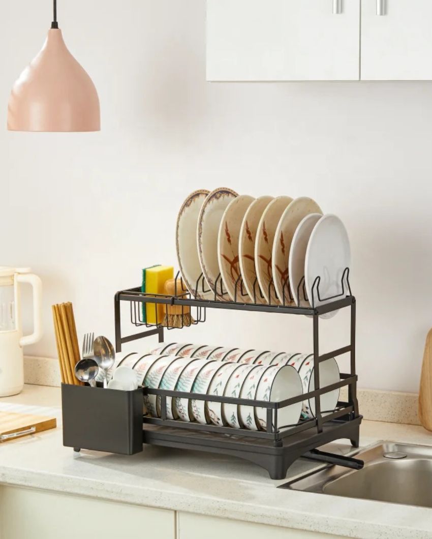 Compact 2-Tier Dish Rack Kitchen Organizer | 19 x 13 x 18 inches