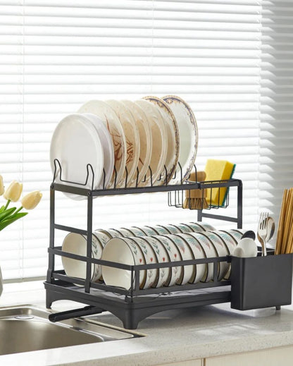 Compact 2-Tier Dish Rack Kitchen Organizer | 19 x 13 x 18 inches