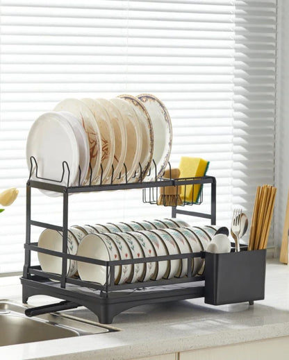 Compact 2-Tier Dish Rack Kitchen Organizer | 19 x 13 x 18 inches