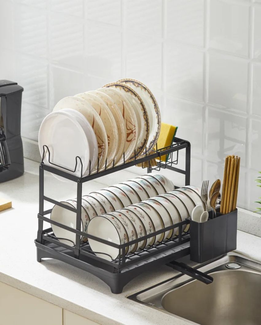 Compact 2-Tier Dish Rack Kitchen Organizer | 19 x 13 x 18 inches