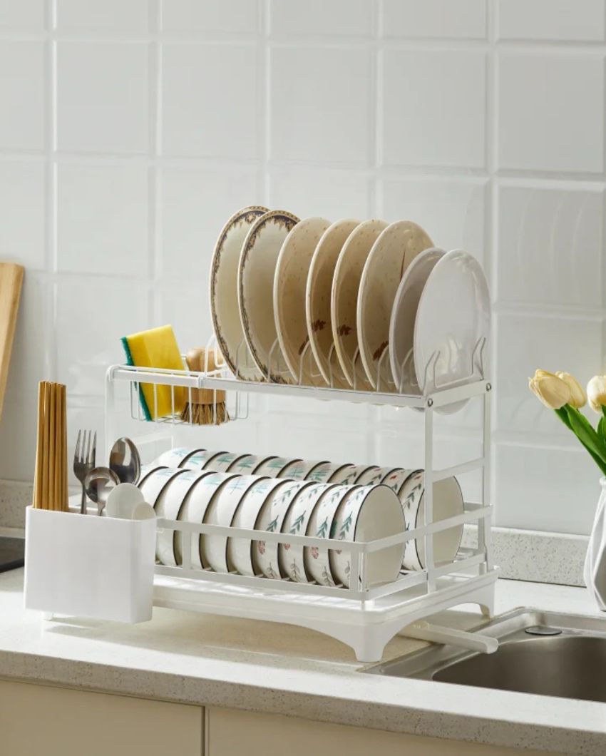 Compact 2-Tier Dish Rack Kitchen Organizer | 19 x 13 x 18 inches