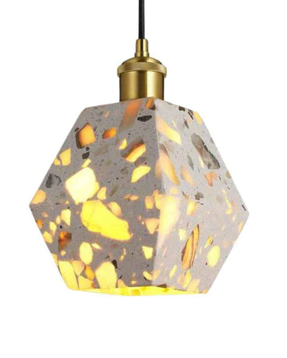 Bold Geometric Terrazzo Pendant Lamp | 6 x 9 inches