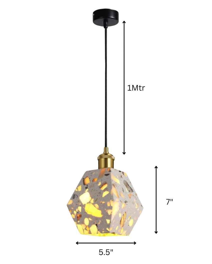 Bold Geometric Terrazzo Pendant Lamp | 6 x 9 inches