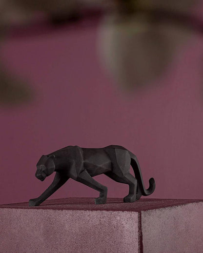 Black Matte Finish Modern Art Resin Geometric Panther Statue