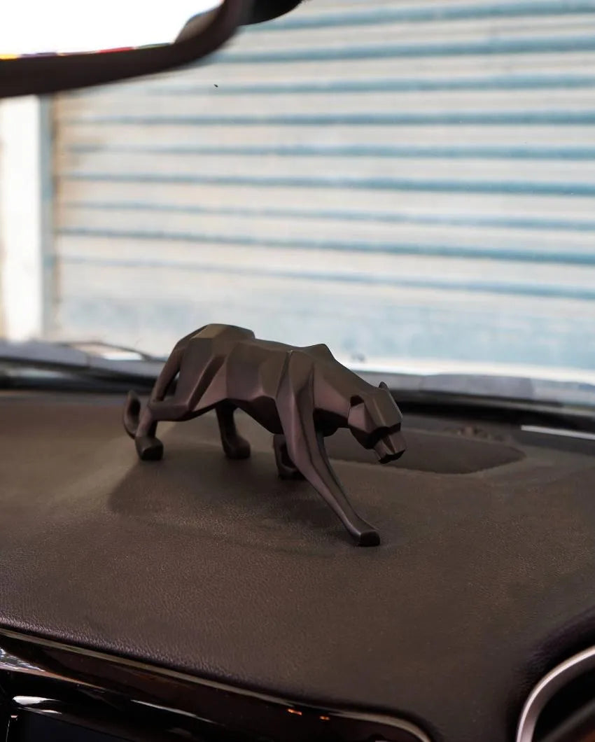 Black Matte Finish Modern Art Resin Geometric Panther Statue