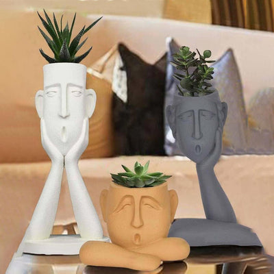 Surprised Faces Resin Planters | Set of 3