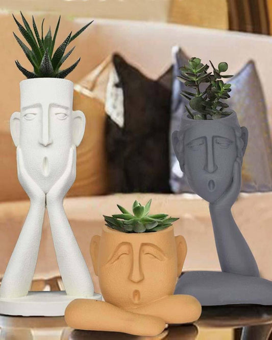 Surprised Faces Resin Planters | Set of 3