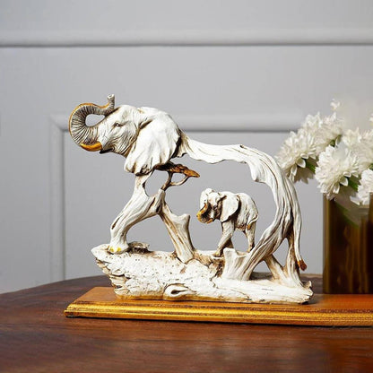 Feng Shui Resin Elephant Showpiece with Wooden Base