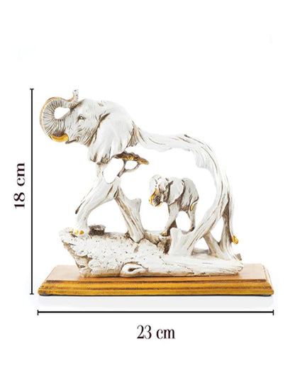 Feng Shui Resin Elephant Showpiece with Wooden Base