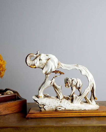 Feng Shui Resin Elephant Showpiece with Wooden Base