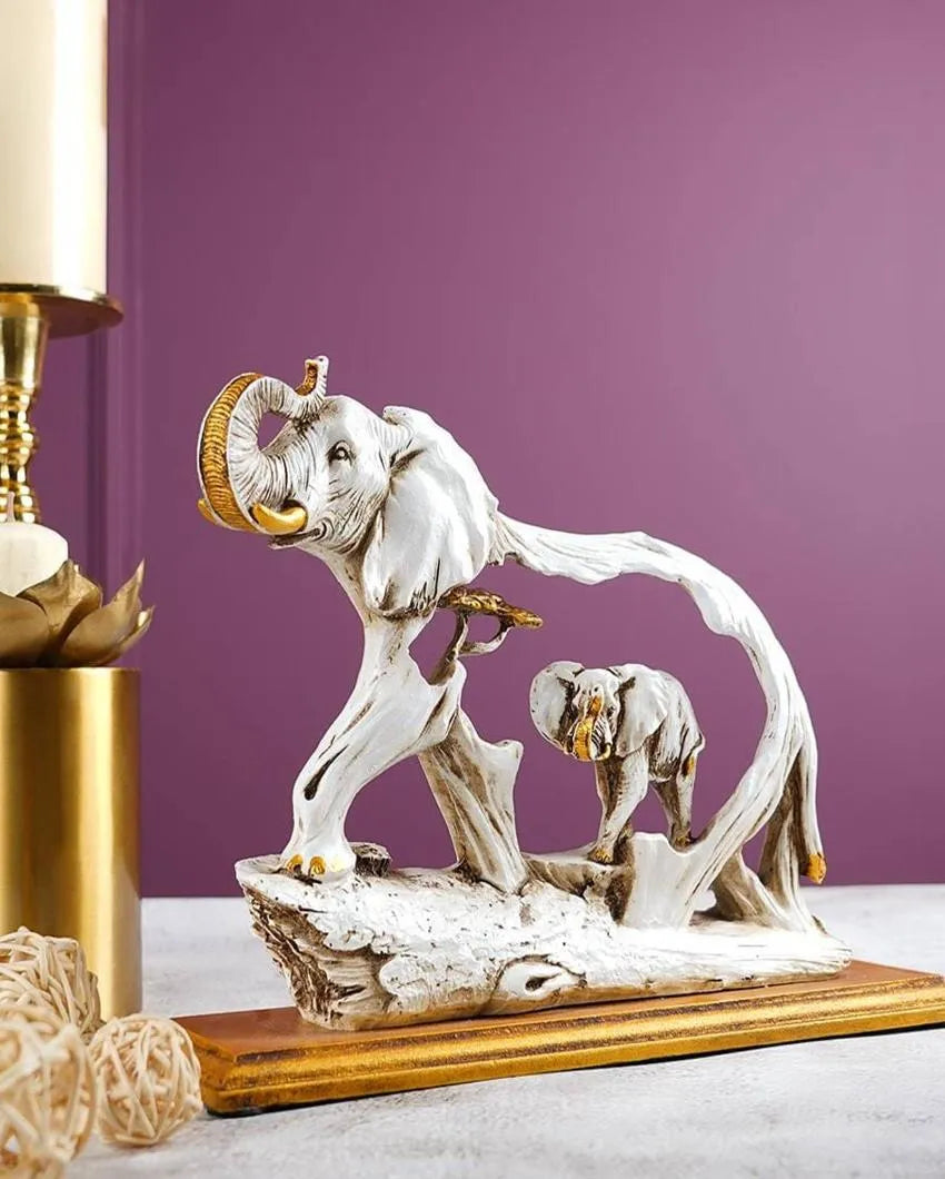 Feng Shui Resin Elephant Showpiece with Wooden Base