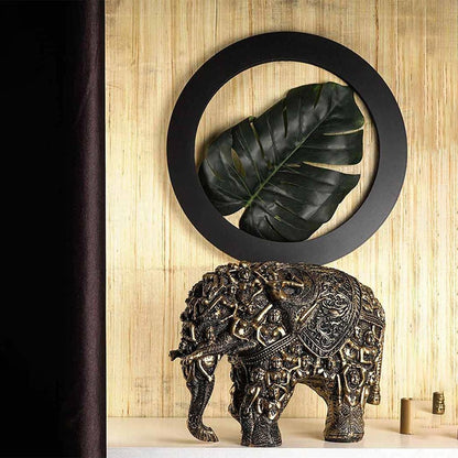 Rusticity Carved Elephant Table Accent Polynesian Showpiece