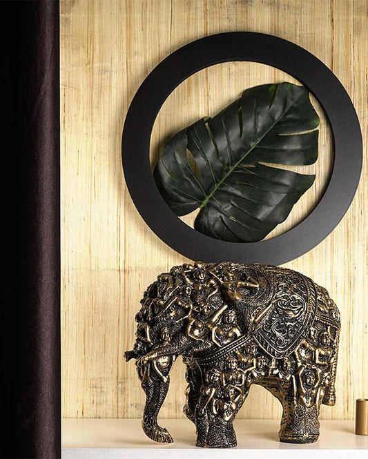 Rusticity Carved Elephant Table Accent Polyresin Showpiece