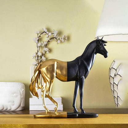 Black & Gold Bold Majestic Horse Showpiece