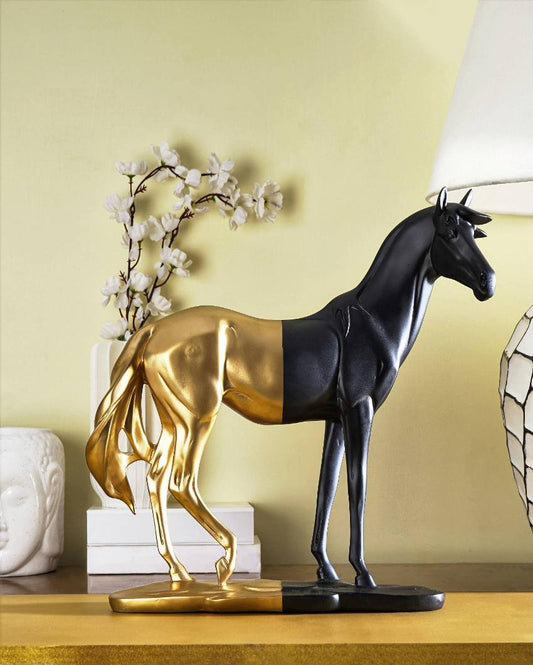 Black & Gold Bold Majestic Horse Showpiece