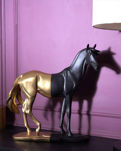 Black & Gold Bold Majestic Horse Showpiece