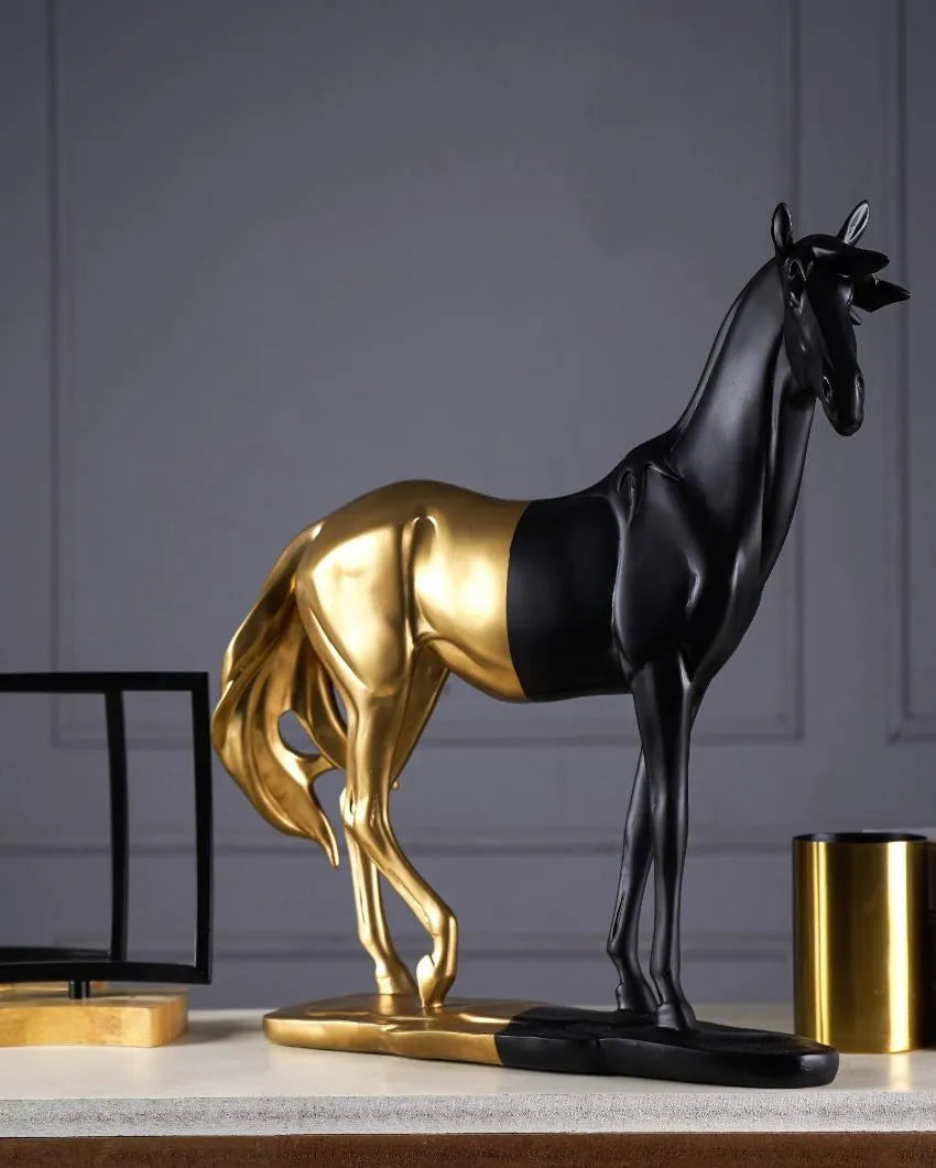 Black & Gold Bold Majestic Horse Showpiece