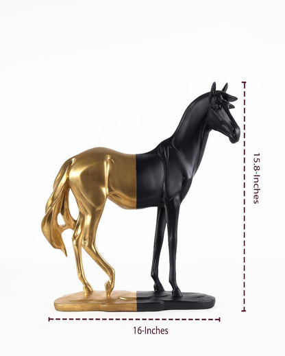 Black & Gold Bold Majestic Horse Showpiece