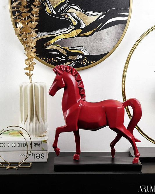 Red Resin Bold Majestic Horse Showpiece