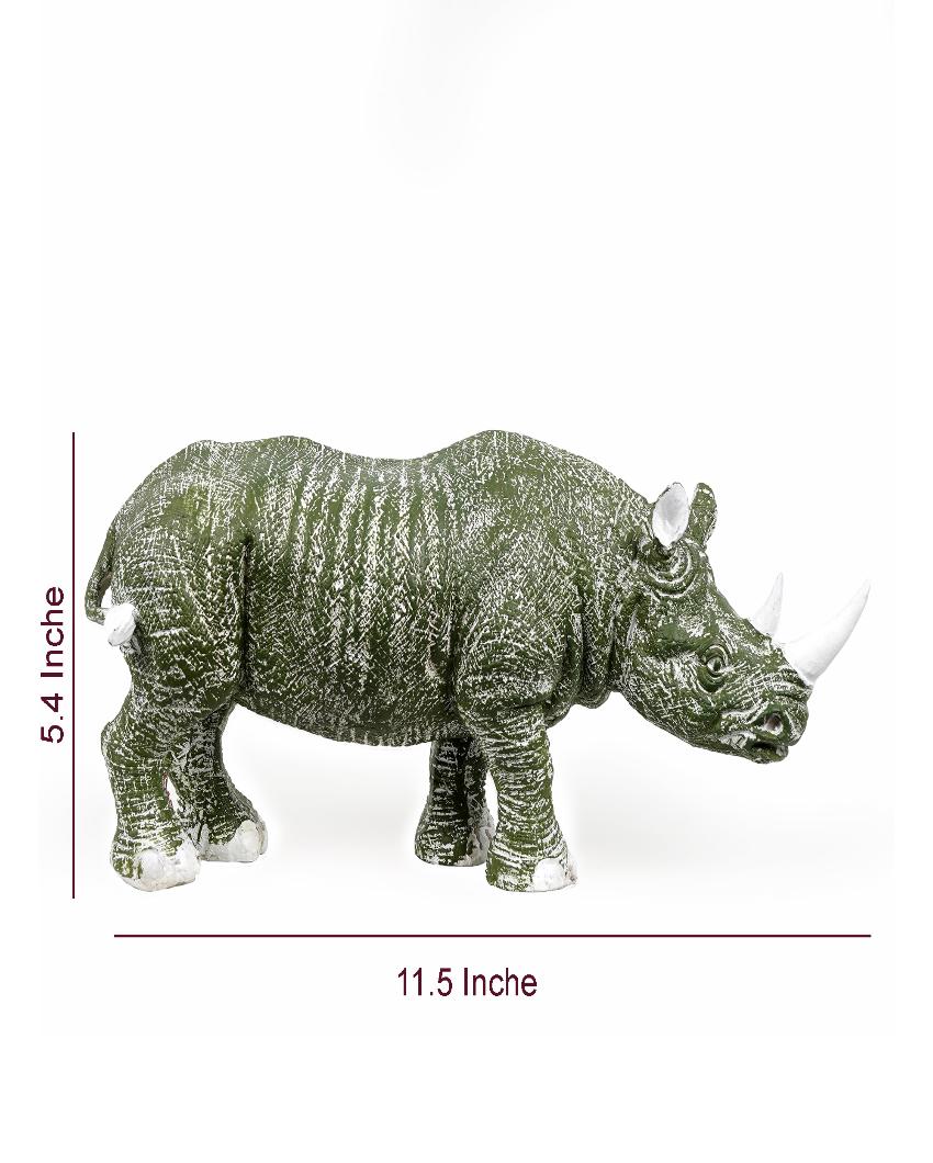 Golden Horned Rhino Resin Table Accent Showpiece