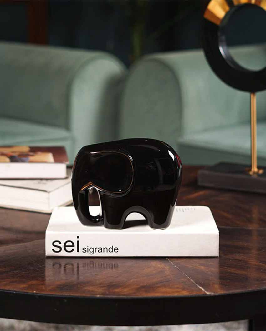 Glossy Guardian Ceramic Elephant 7 Inches