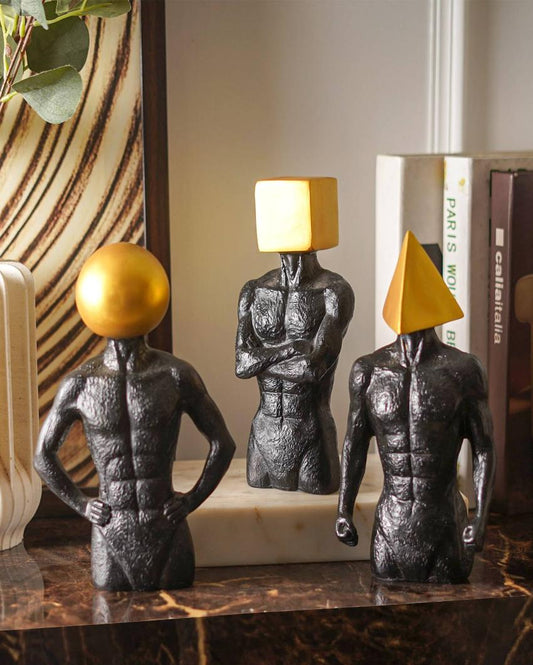 Geometric Marvel Muscle Craft Accent Resin Showpiece | Set of 3