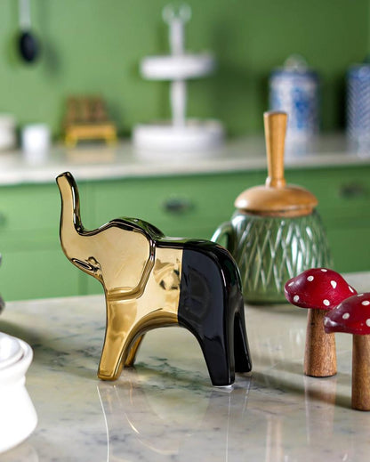 Nordic Elegance Gold Elephant Ceramic Sculpture