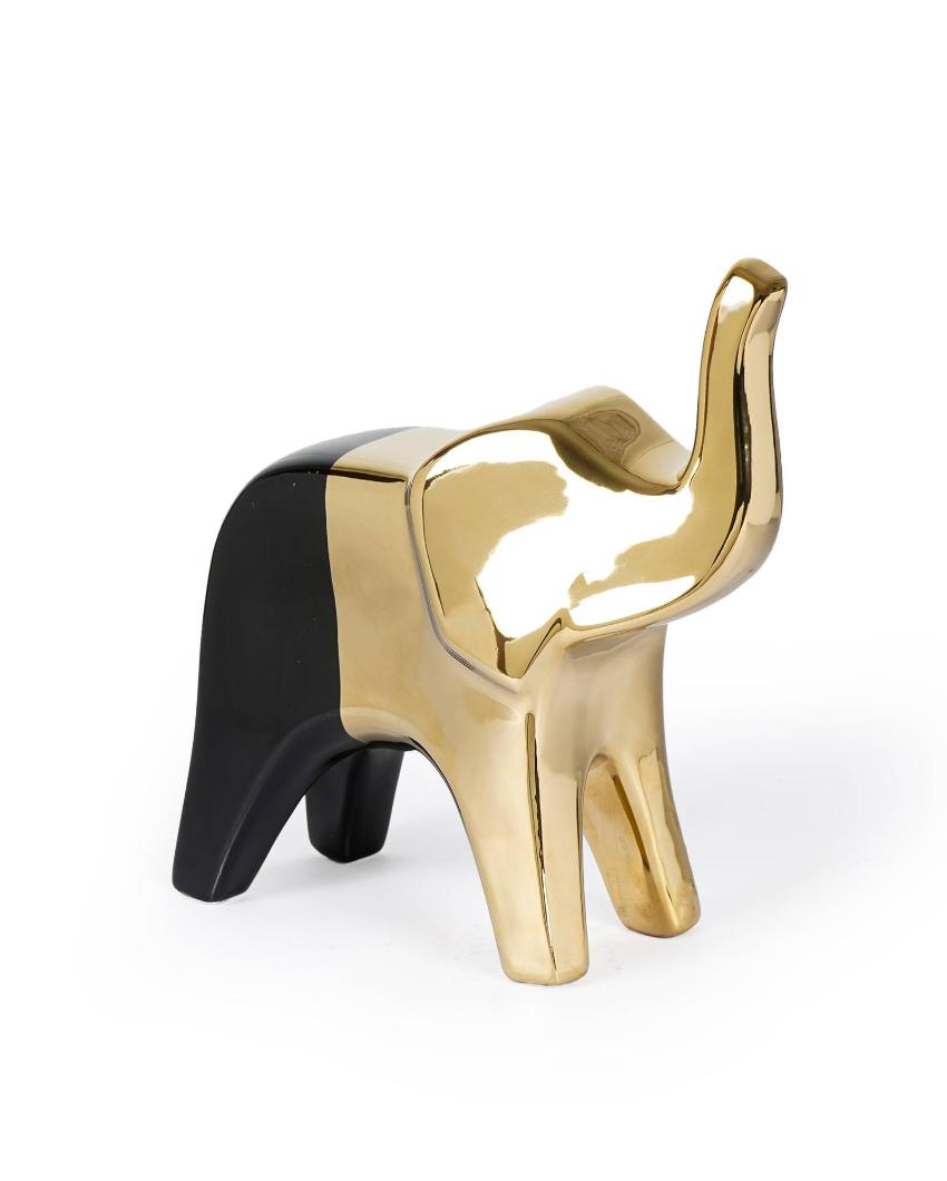 Nordic Elegance Gold Elephant Ceramic Sculpture