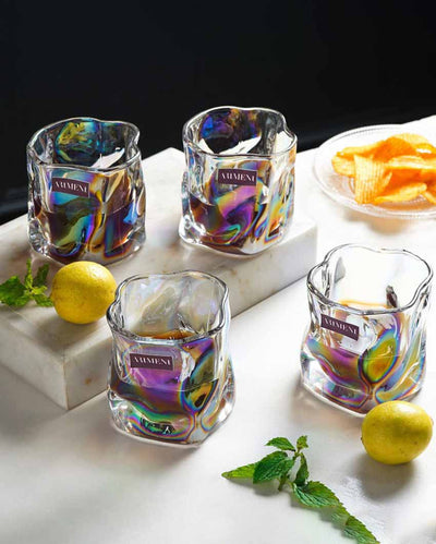 Modern Art Double Bottomed Wave Whiskey Glass | Set Of 4