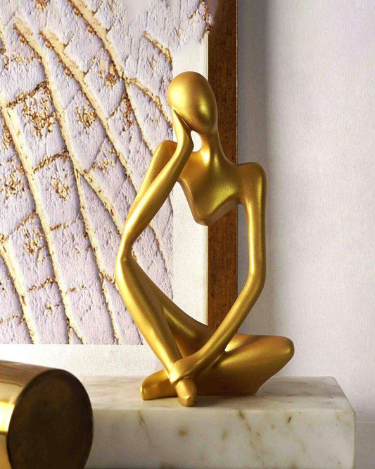 Gold Abstract Thought Thinker Accent Resin Showpiece