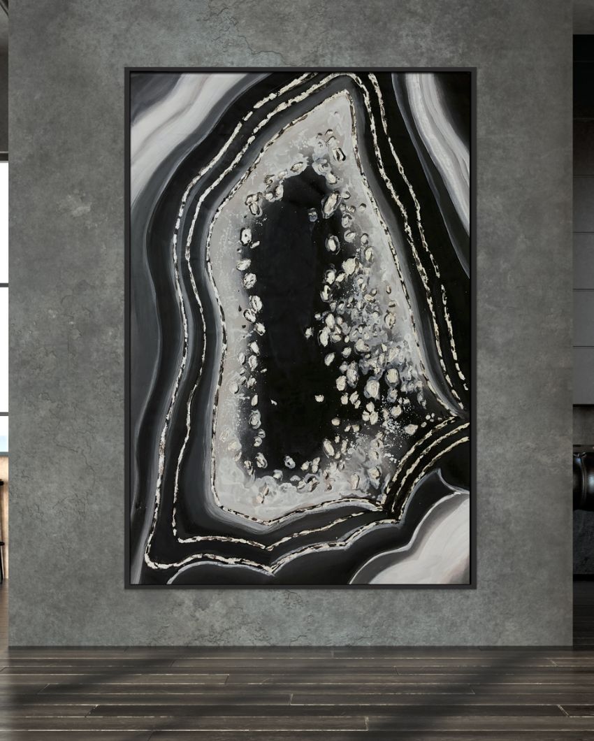 Black Coalescence Canvas Framed Acrylic Paint Hand Paintings | 32 x 47 inches , 40 x 59 inches