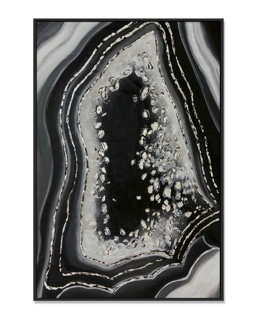 Black Coalescence Canvas Framed Acrylic Paint Hand Paintings | 32 x 47 inches , 40 x 59 inches
