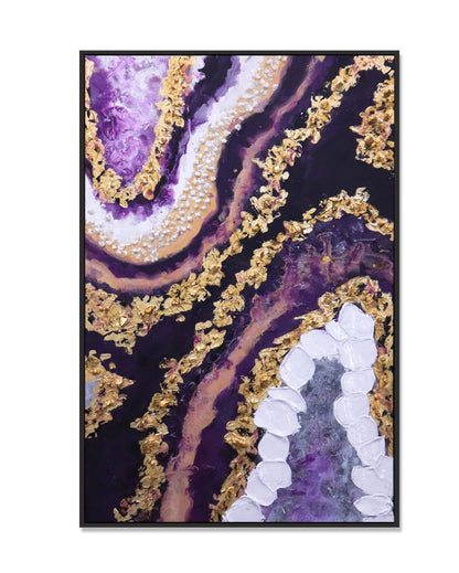 Burgundy Amethyst Canvas Framed Acrylic Paint Hand Paintings | 32 x 47 inches , 40 x 59 inches