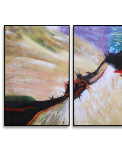 Colorful Painting On Oil Canvas | 24 x 36 inches | Set Of 3