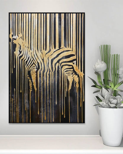 Melting Gold Zebra Wall Painting | 43 x 62 inches