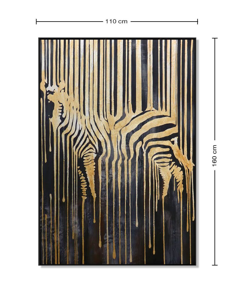 Melting Gold Zebra Wall Painting | 43 x 62 inches